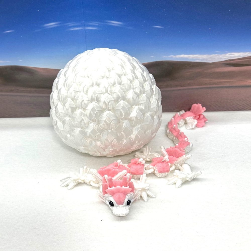 3D Printed Baby Dragon with Dragon Egg, Articulated Clover, Crystal, Easter, Rose, Gemstone, Orchid, Sushi, Woodland Baby Dragon, Fidget ADHD Toy BD007WP-WE (Sushi Dragon)