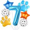 Dog Balloons Decoration Supplies Include 40 IN 7 Balloon Number Dog Paw Balloons Paw Print Balloon for Pet Dogs Themed 7th Birthday Decorations for Girls Boys view 1