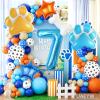 Dog Balloons Decoration Supplies Include 40 IN 7 Balloon Number Dog Paw Balloons Paw Print Balloon for Pet Dogs Themed 7th Birthday Decorations for Girls Boys view 4