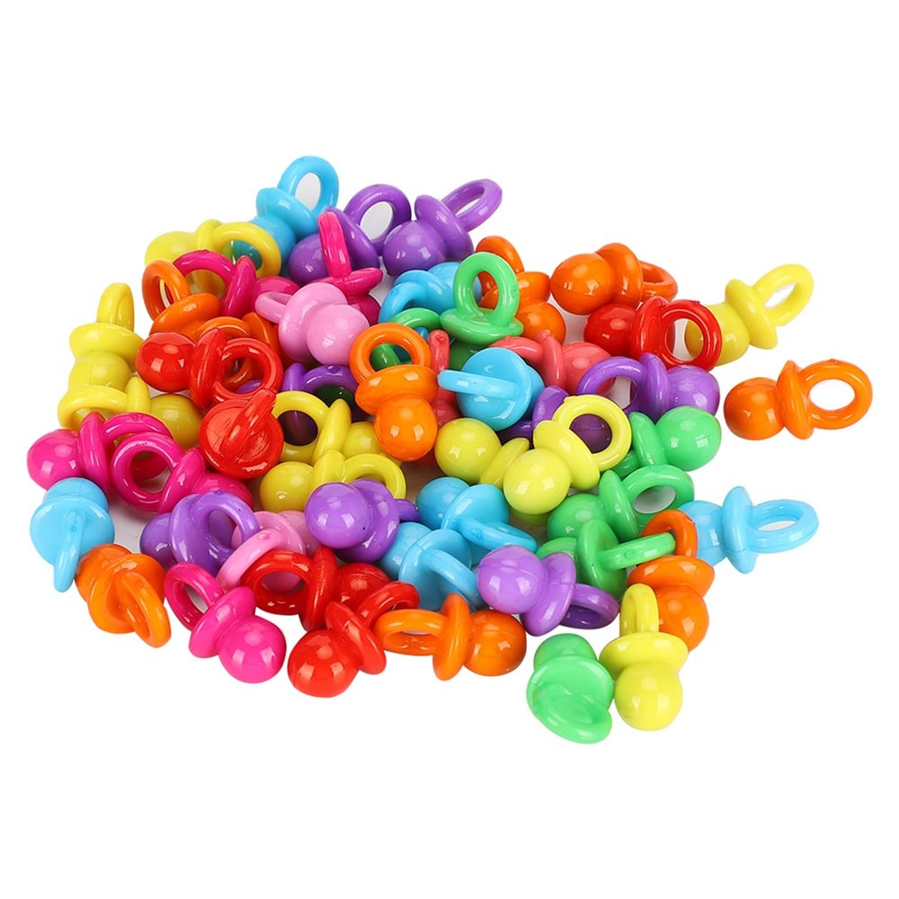 100Pcs Acrylic Pacifier for Games Bulk Tiny Pacifiers for Pacifier Hunt Party Shower Favors and Birthday Decorations Transparent Blue