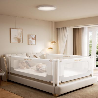Bed Rail for Toddlers, Thickened & Reinforced Toddler Bed Rails with Height Adjustable, Upgraded Kids Baby Bed Rail Guard/Bed Side Rails for Twin, Full, King Size, White/Grey, 1Side 74.8" Lx28 H