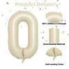 10 Cream White Balloons, 10 Number Balloons Set, 40inch Beige 10 Balloons, Brown Nude Sand White Foil Star Heart Balloon With Two Long Balloon For 10th Birthday Party 1st Baby Shower Decorations view 3