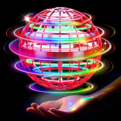 NWLAEWR Flying Orb Ball Toy, 2026 Upgrade Hand Controlled Hover Ball with LED Lights, 360 Rotating Boomerang Globe Cool Mini Drone, Ideal Birthday&Christmas Gift for Boys Girls-Bright Red
