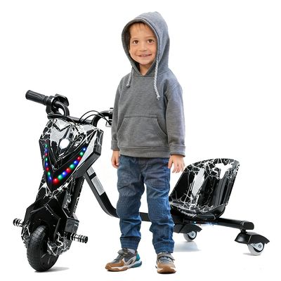 Awjaisca Electric Drift Trike for kids,Drift Cart,Big Wheel Drifting Tricycle for Ages 8+ with Strong Steel Frame,Crazy Kart, 12V Electric Ride-On Car with Swivel, Slide, and 360 Drift Features,Black