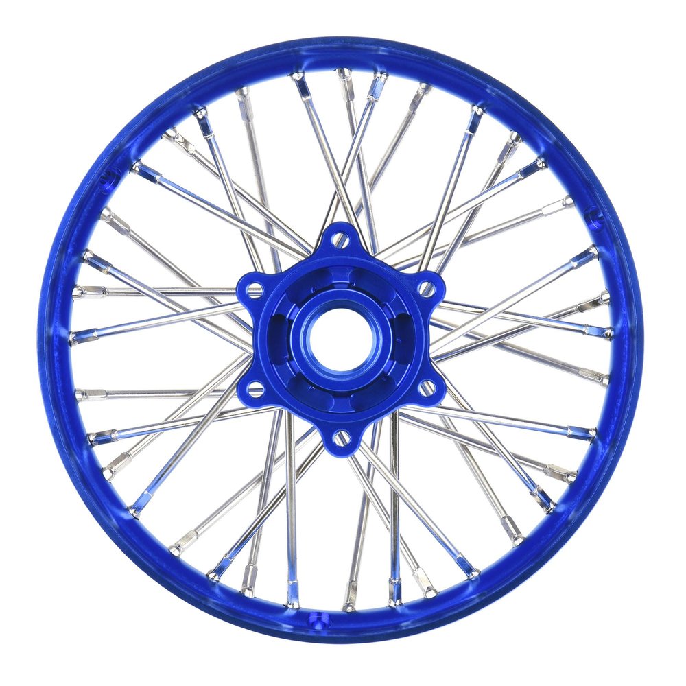 Pro-Line Racing 1/4 Pro-Spec Aluminum V2 Bead Rear Wheel Assembled Blue Promoto-MX PRO283700T1