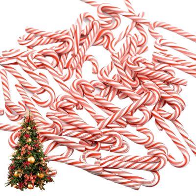 Kalastussaari 100 Pcs Candy Cane Ornaments, Red and White 1.77 in Mini Candy Cane Christmas Decorations, Fake DIY Craft Clay Miniature Christmas Ornaments for Dollhouse Home Decor Candy Canes