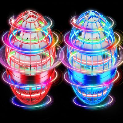 NWLAEWR Flying Orb Ball Toy, 2026 Upgrade Hand Controlled Hover Ball with LED Lights, 360 Rotating Boomerang Globe, Cool Mini Drone, Ideal Birthday&Christmas Gift for Boys Girls-Blue & Red