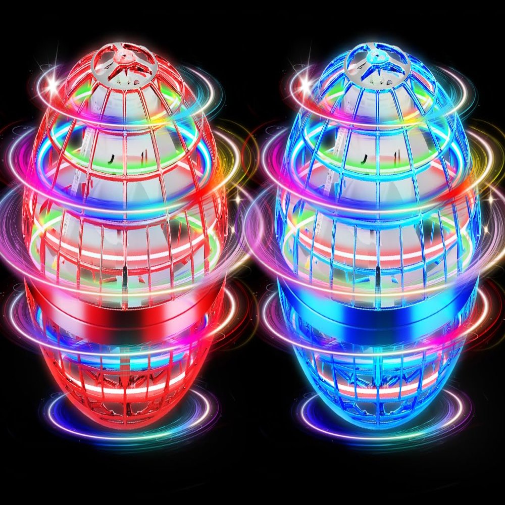 NWLAEWR Flying Orb Ball Toy, 2026 Upgrade Hand Controlled Hover Ball with LED Lights, 360 Rotating Boomerang Globe, Cool Mini Drone, Ideal Birthday&Christmas Gift for Boys Girls-Blue & Red
