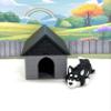 3D Printed Dog with Dog House, Articulated Labrador Retriever, Husky,German Shepperd,Golden Retriever Collie, Border Collie, Australian Shepherd Toy (Husky, Gray and Black Doghouse) view 1