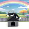 3D Printed Dog with Dog House, Articulated Labrador Retriever, Husky,German Shepperd,Golden Retriever Collie, Border Collie, Australian Shepherd Toy (Husky, Gray and Black Doghouse) view 2