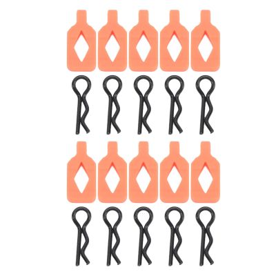NOENNULL 10 Pcs RC Body Clips Lightweight Heavy Duty Right Angle R Pins Fit Axial 1/24 SCX24 AXI206000 RC Car (Orange)