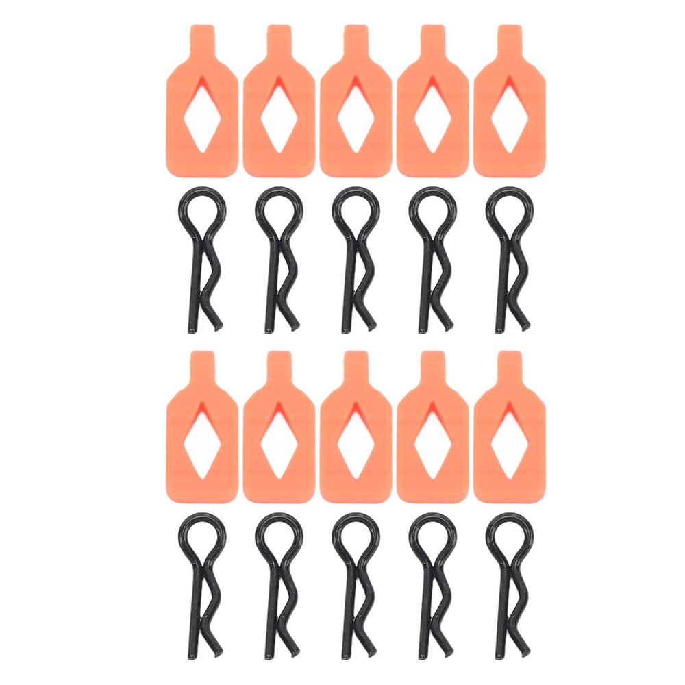 NOENNULL 10 Pcs RC Body Clips Lightweight Heavy Duty Right Angle R Pins Fit Axial 1/24 SCX24 AXI206000 RC Car (Orange)