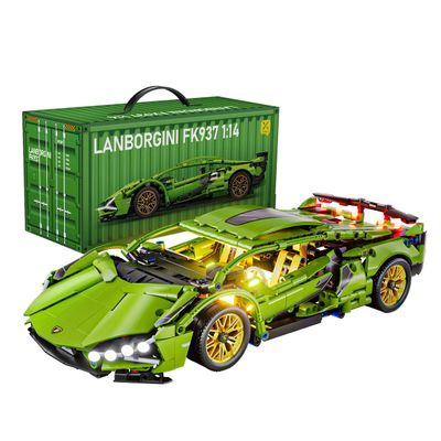 Chodia Sport Race Car Building Block Sets for Adults Boys,Green Racing Supercar Toys Kits with LED Light Collectible 1:14 Model Construction Birthday for Teens Age 8-12 12-16(1254 PCS)