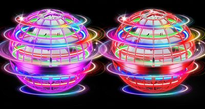 NWLAEWR Flying Orb Ball Toy, 2026 Upgrade Hand Controlled Hover Ball with LED Lights, 360 Rotating Boomerang Globe, Cool Mini Drone, Ideal Birthday&Christmas Gift for Boys Girls-Red & Purple