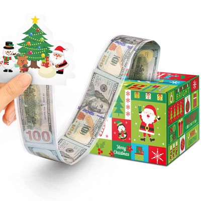 Christmas Money Box for Cash Gift Pull, Money Holder Cash Gift for Kids Adults, DIY Fun Holiday Cash Box, Surprise Gift Box for Parents, Lovers and Friends, Includes 50Pcs Transparent Bags (Green)