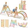 Tiny Land Pikler Triangle Set, 7-in-1 Foldable Pikler Triangle Climbing Toys Set for Kids,Baby Indoor Playground Jungle Gym, Wooden Montessori Climbing Set for Toddler (Rainbow) view 1