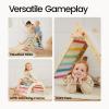 Tiny Land Pikler Triangle Set, 7-in-1 Foldable Pikler Triangle Climbing Toys Set for Kids,Baby Indoor Playground Jungle Gym, Wooden Montessori Climbing Set for Toddler (Rainbow) view 3