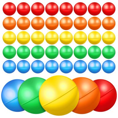 Vaguelly 50Pcs Lottery Bingo Ball Colored Raffle Balls 1.57 Inch Mini Plastic Hollow Drawing Lottery Game Easy Open Party Game Supplies