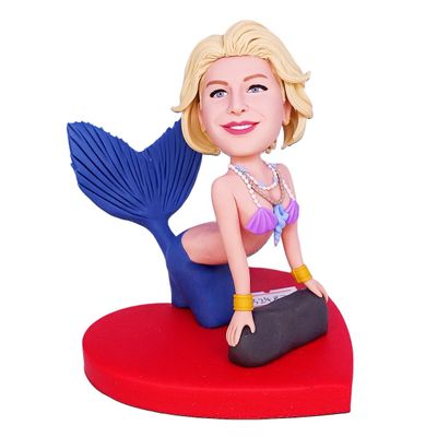 Custom Bobbleheads Happy Mermaid Beauty Toy for Private Collectibles Sculpture 4.4inches Handmade Clay bobbleheads