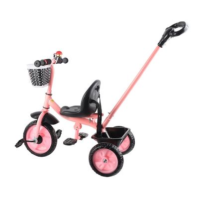 Keenso Children Tricycle Adjustable Push Handle Tricycle, Balance Wheel for Toddlers Learning Driving Skills, Suitable for Children (Pink