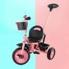 Keenso Children Tricycle Adjustable Push Handle Tricycle, Balance Wheel for Toddlers Learning Driving Skills, Suitable for Children (Pink view 2