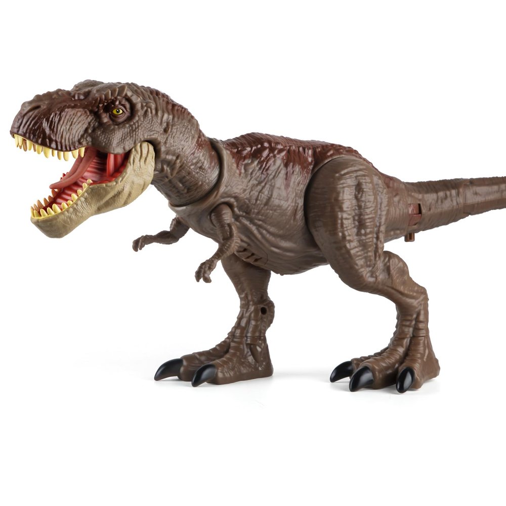 Tyrannosaurus Rex Action Figure Toy - Continuing Head Strike T Rex Dinosaur Toy with Roar & Light Up, Neck Attack, Tail Flick Attack, Movable Jaws and Limbs, Dinosaur Toys for Kids 3-5 6 7 8