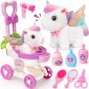 TUZT Girl Interactive Walking Unicorn Stroller Toy Set with Plush Electric Unicorn & Groom Care Accessories, Pretend Play Christmas Birthday Gift Toddler 3 4 5 6 Years, Unicorn Toys for Girls 4-6 view 1