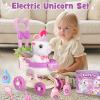 TUZT Girl Interactive Walking Unicorn Stroller Toy Set with Plush Electric Unicorn & Groom Care Accessories, Pretend Play Christmas Birthday Gift Toddler 3 4 5 6 Years, Unicorn Toys for Girls 4-6 view 2