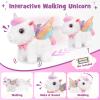 TUZT Girl Interactive Walking Unicorn Stroller Toy Set with Plush Electric Unicorn & Groom Care Accessories, Pretend Play Christmas Birthday Gift Toddler 3 4 5 6 Years, Unicorn Toys for Girls 4-6 view 3