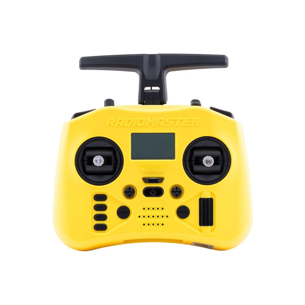 Radiomaster Pocket Crush 2.4GHz ELRS Hall Gimbal Transmitter Remote Control Portable Lightweight Foldable Antenna Mode 2 (Lemon Twist Yellow)