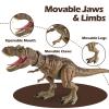 Tyrannosaurus Rex Action Figure Dinosaur Toy for Kids 3-5 & 6-8 with Continuous Spray and Vibration - Roaring & Light-Up Dino Toy with Movable Jaws and Limbs, Christmas, Birthday Gift for Kids (Brown) view 4