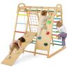 INFANS Indoor Jungle Gym, 8 in 1 Kids Montessori Indoor Playground Climbing Playset for Toddlers with Slide Swing Net Monkey Bars Rope Ladder, Wood Climber Toys for Boys Girls view 1