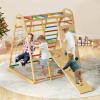 INFANS Indoor Jungle Gym, 8 in 1 Kids Montessori Indoor Playground Climbing Playset for Toddlers with Slide Swing Net Monkey Bars Rope Ladder, Wood Climber Toys for Boys Girls view 2