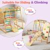 INFANS Indoor Jungle Gym, 8 in 1 Kids Montessori Indoor Playground Climbing Playset for Toddlers with Slide Swing Net Monkey Bars Rope Ladder, Wood Climber Toys for Boys Girls view 4