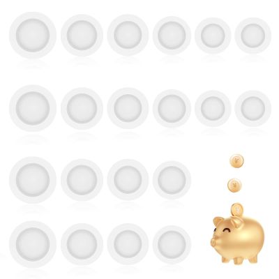 20 PCS Piggy Bank Stopper, 5 Sizes Rubber Cover, Round, White
