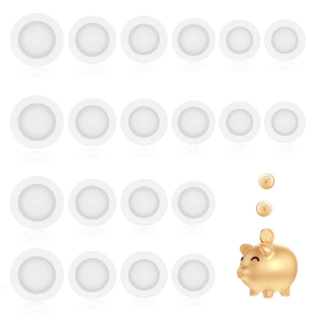 20 PCS Piggy Bank Stopper, 5 Sizes Rubber Cover, Round, White