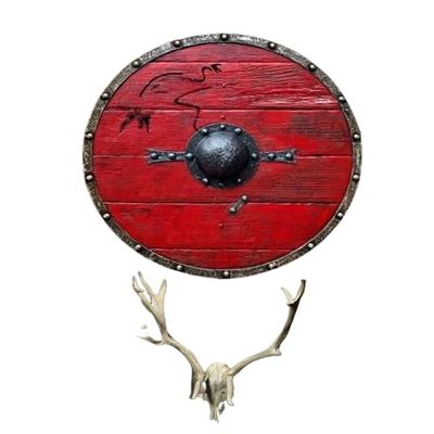 24-Inch Round Wooden with Heavy Metal Fittings | Battle-Ready SCA LARP Reenactment Prop | Wall Decor & Historical Gift
