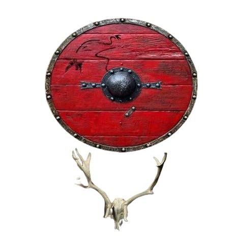 24-Inch Round Wooden with Heavy Metal Fittings | Battle-Ready SCA LARP Reenactment Prop | Wall Decor & Historical Gift