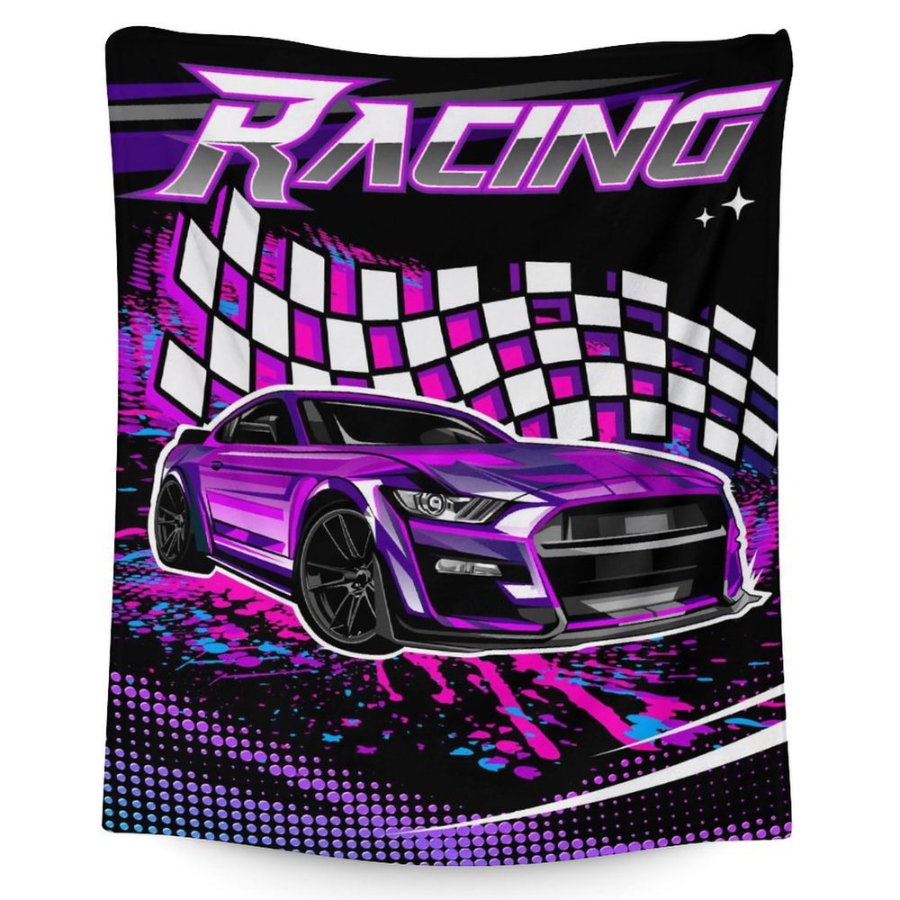 Eccustomized Car Gifts for Kids - Lightweight Warm Car Throw Blanket - 40"x50" Inches Crib Size Black Throws for Sofa - Cool Blankets for Boys