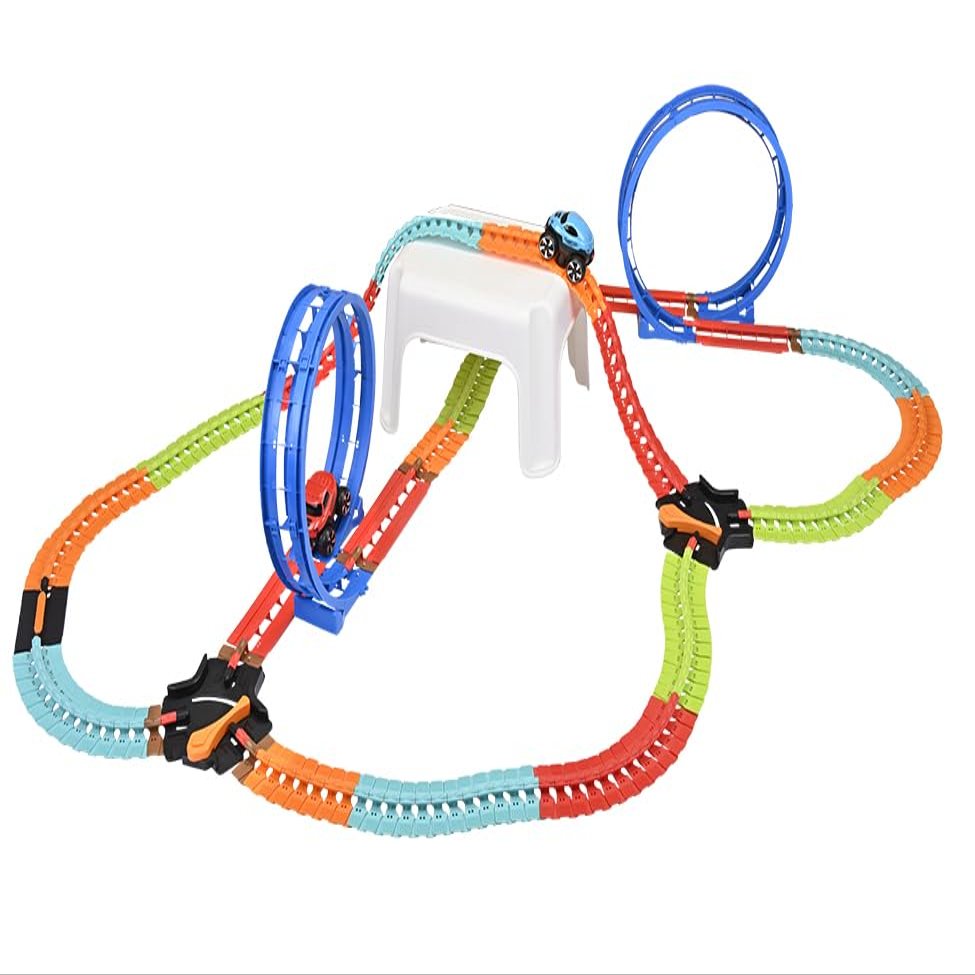 Discovery Toys Crazy Climb Track Super Set | Car Track Set with LED Light-Up Race Car | Interchangeable Car Shells | Multicolor Flexible Changeable Tack | Custom Racetrack Toy | 5+ Yrs