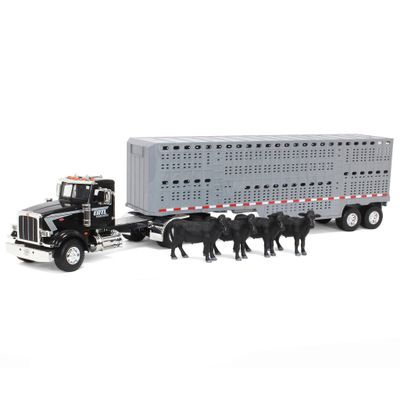 Big Farm 1/16 Peterbilt 367 Semi with Livestock Trailer and 4 Cows 47600
