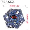 1 die Metal D20 DND Dice - Dragon Scale Metallic 20 Sided Giant Polyhedral Dice,35mm Large Dragon Eye Metal D&D Dice for Dungeons and Dragon Tabletop Game(Blue Glitter Dragon Scale) view 2