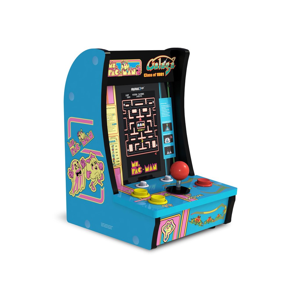 Arcade1Up Class of 81 Ms. PAC-Man/Galaga Countercade  3 Classic Games, Retro Game Console for Home, Portable Console with 7-inch Screen, Table-top Video Game for Game Room
