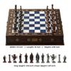 15 Handmade Wooden Storage Chess Set  Handmade Wooden Chess Board with Metal Pieces  Luxury Chess Gift for Adults, Decorative & Collectible (Blue) view 3