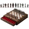15 Handmade Walnut Wooden Chess Set  British Style Metal Chess Pieces  Luxury Storage Chess Board for Adults & Gift for Dad (Walnut) view 2