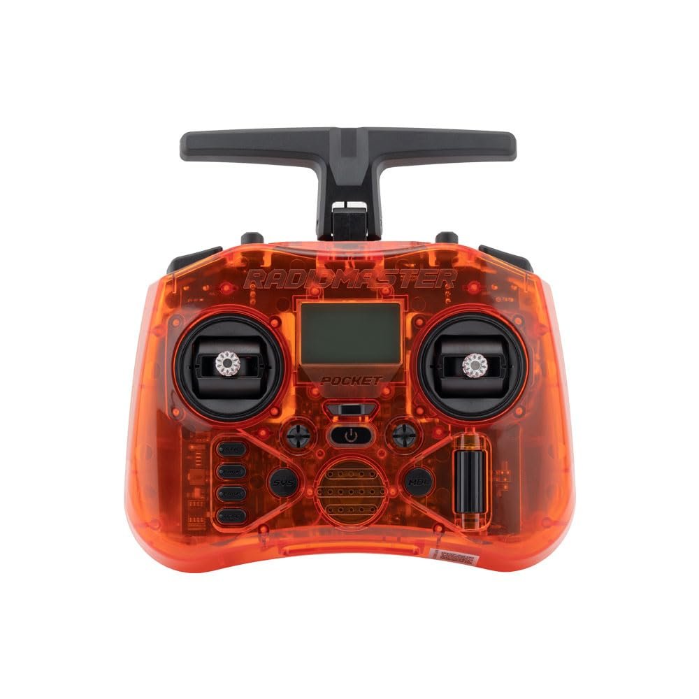 RadioMaster Pocket Portable Remote Controller Hall Gimbal EdgeTX Built in LED Light Mode 2 Batteries Not Included (Orange, ELRS)