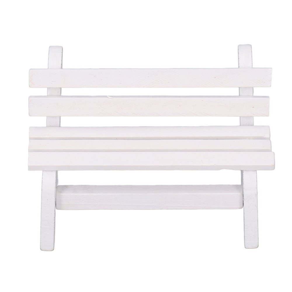 1:12 Scale Dollhouse Wooden Bench High Simulation Miniature Bench Furniture Model White