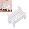 1:12 Scale Dollhouse Wooden Bench High Simulation Miniature Bench Furniture Model White view 3