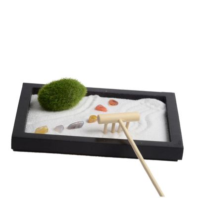 Alasum Table Zen Garden Decoration with Simulation Moss Miniature Sand Landscape for Desktop Rake Included for Home Office Relief Decor for Peaceful Atmosphere