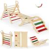 BlueWood Pikler Triangle Set, Toddler Wooden Climbing Toys Indoor 7in1 Foldable Climber for Kids, Montessori Philosophy Play Jungle Gym with Arch, Ramp, Ladder (Warm Winter Christmas) view 1
